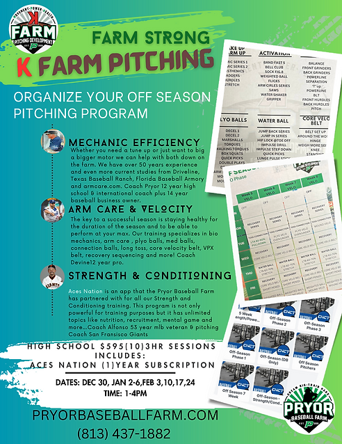 PBF K Farm Pitching Training Flyer